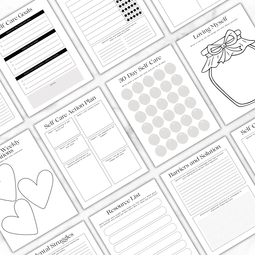 Self-Care Worksheets Instant Download